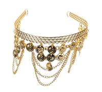 BESTYASH Gioielli Per Chioma Catena e Paillettes, Fascia Tribale Monete Dorate, Copricapo Boho Per Danza Del Ventre e Festival, Accessorio Etnico Scintillante Per Donne e Ragazze