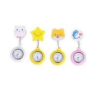 BESTYASH Orologio da Infermiera Clip 4 Pezzi, Orologio da Tasca Estensibile in Lega e Vetro, Design Cartoonesco per Infermiere Donna in Servizio, Accessorio Sanitario Preciso e Resistente