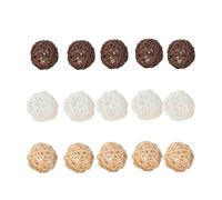 BESTYASH Palline di Rattan Naturale da 5 CM per Feste 15 Pezzi Set Multicolore Bianco Beige caffè Ornamenti Decorativi Appesi per Casa Ufficio Bar e Ristorante