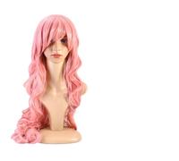 BESTYASH Parrucca riccia rosa pazzo colore davanti estensioni parrucche per le donne onda parrucca con la frangia parrucca di lunghi ondulati Lunga parrucca ondulata con la frangia