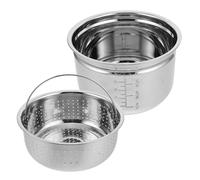 BESTYASH Pentola Interna Cuociriso in Acciaio con Vassoio Vapore Separatore per Riso e Brodo Accessorio Cuoci Riso Salutare e Resistente per Cestello Drenante Facile da Pulire