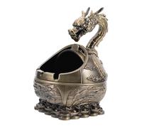 BESTYASH Posacenere Vintage in Metallo Antivento con Design Antico Bronzo e Portatile per Interni ed Esterni per e Decorazione
