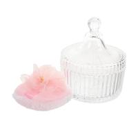BESTYASH Puff per Cipria Doppia Faccia con Design Fiore a Nastro 3d, Soffice e Delicato la Pelle del Ragazzo Ragazza, Barattolo di Vetro con Coperchio per Polvere Fine