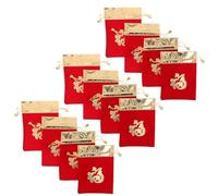 BESTYASH Sacchetti Portafortuna in Velluto Coulisse, Set da 12 Pezzi 12x16 Cm, Sacchetti di Caramelle Rossi per Capodanno Cinese, Buste Riutilizzabili per Feste e Bomboniere, Design