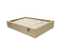BESTYASH Scatola Porta Orologi da 12 Posti in Juta, Elegante per Gioielli | Materiale Misto Juta e Sintetico, Design Semplice, Uso in Negozio o Casa, Colore Kaki