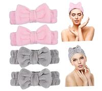 BESTYASH Set 4 Fasce Elastiche Per Chioma Da Spa e Lavaggio Viso Fiocco, Taglia Unica, Tessuto Delicato Per Donna e Ragazza, Per Trucco, Bagno, Sport e Cura Della Pelle