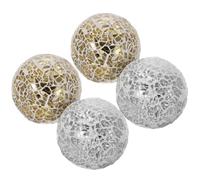 BESTYASH Set 4 Sfere Decorazione da Tavolo in Vetro Mosaico Oro e Argento, Accessori Arredamento per Casa e Festa, Palline Decorative Resistenti per Natale e Compleanni
