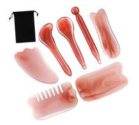 BESTYASH Set di Strumenti per Massaggio Gua Sha Leggero e Portatile in Resina Rosa con Pettine per Massaggio e Borsa per Conservazione, per Saloni e Campeggio