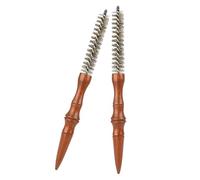 BESTYASH Spazzola Arricciacapelli a Rullo Piccolo 2 Pezzi con Setole di Cinghiale Pettine Rotondo Antistatico per Chioma e Barba Strumento Portatile per Styling Chioma Ricci e Frangia
