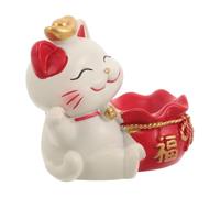 BESTYASH Statuetta Maneki Neko in Resina con Base Sfera di Cristallo | Scrivania e Ufficio, Resistente allo Scolorimento, Compatta e Mobile, per Arredare con Stile