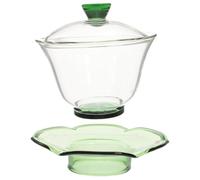 BESTYASH Tazza da Tè in Vetro Verde con Coperchio Stile Tradizionale Cinese, Facile da Pulire e Conservare, per Cerimonie del Tè come Regalo Elegante