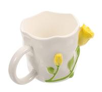 BESTYASH Tazza Vintage con Decorazione Rilievo Rosa per Latte e Bevande Diverse Design e Ergonomico per Uso