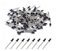 BESTYCHAO 100 pezzi rivetti ciechi in alluminio 3,2 mm x 6 mm, rivetti pop rivetti aperti, confezione da 100 - nero