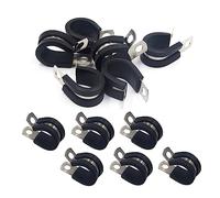 BESTYCHAO 12 clip a P rivestite in gomma da 16 mm, morsetti per tubi in acciaio inox da 1,5 cm, morsetti ad anello per cablaggio e montaggio automobilistici, industriali, barche