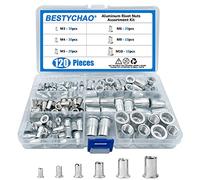 BESTYCHAO 120 pz Dado Rivetto In Alluminio Testa Piatta Inserto Filettato Dado Rivetto, Nutsert Rivnut Assortimento Kit M3 M4 M5 M6 M8 M10