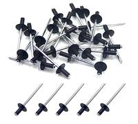 BESTYCHAO 50 pezzi rivetti ciechi in alluminio con flangia grande 3,2 mm x 8 mm, confezione da 50 (Nero)