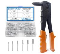 BESTYCHAO Kit pistola rivettatrice manuale con 160 rivetti pop da 2,4 mm, 3,2 mm, 4 mm, 4,8 mm, strumento per rivettatura per settore automobilistico e medico