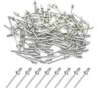 BESTYCHAO Rivetti ciechi in alluminio, 4 x 8 mm, estremità aperta, confezione da 100 (argento)