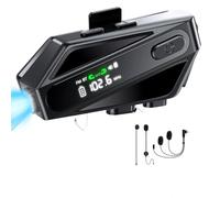BestYiJo Cuffie Bluetooth per caschi moto con citofono, FM, impermeabilità IPX6 e una portata di 450-600 metri.