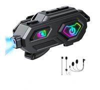 BestYiJo Cuffie Bluetooth per caschi moto con registrazione video HD 1080p, citofono, FM, IPX6 impermeabile e illuminazione.