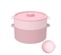 BestYiJo Doppio Cuocivapore per Microonde, Contenitore per Microonde lavabile in lavastoviglie per Cuocere al Vapore, Servire e Conservare gli Alimenti, Risparmio Energetico e Cottura Rapida, Rosa