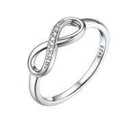 Bestyle Anelli Argento 925 Donna Anelli Donna Infinito con Zirconi Fede Matrimonio Misura 12, Confezione Regalo