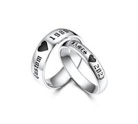 Bestyle Anelli Coppia Fede Nuziale, 12-27 Misura Fedine Fidanzamento Coppia Personalizzato Profondo, Argento Anello Filo Rosso del Destino, Idee Regali Coppia Fidanzati Eternità