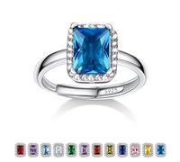 Bestyle Anello da Donna in Argento 925 Regolabile con Pietra Aprile Diamante, Anello Regolabile con Pietra Portafortuna Forma Cuore Anello in Argento 925 Donna, Confezione Regalo