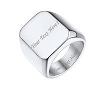 Bestyle Anello da Uomo Personalizzabile in Acciaio Inossidabile Argento Anelli Personalizzabili Anelli Acciaio Ragazzo Taglia 22