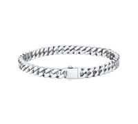 Bestyle Bracciale Uomo Acciaio Cubana Miami Stile Punk Hip Hop, Larghezza 5 mm, Lunghezza 21 cm, Braccialetto Uomo Impermeabile Resistente al sudore Non Scolorisce