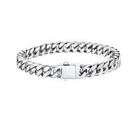 Bestyle Bracciale Uomo Acciaio Cubana Miami Stile Punk Hip Hop, Larghezza 7 mm, Lunghezza 19 cm, Braccialetto Uomo Impermeabile Resistente al sudore Non Scolorisce