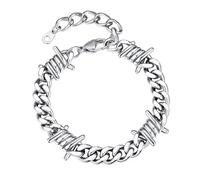 Bestyle Bracciale Uomo con Punte a Spina, Catena Spessa Argento con Spine, Larghezza 9MM Argento, Bracciali Acciaio Uomo Hip-Hop Stile Urbano Regalo per Lui