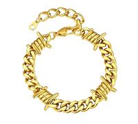 Bestyle Bracciale Uomo con Punte a Spina, Catena Spessa Oro con Spine, Larghezza 9MM Oro, Bracciali Acciaio Uomo Hip-Hop Stile Urbano Regalo per Lui