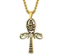Bestyle Ciondolo Occhio di Horus Croce Egizia Argento Donna Collana Uomo Donna 50+5cm Regolabile con Confezione Regalo