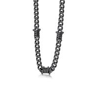 Bestyle Collana Uomo con Punte a Spina, Lunghezza 41cm+5cm Regolabile,5mm Nero, Catena Spessa Argento con Spine, Collana Acciaio Uomo Hip-Hop Stile Urbano Regalo per Lui