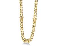 Bestyle Collana Uomo con Punte a Spina, Lunghezza 41cm+5cm Regolabile,5mm Oro, Catena Spessa Argento con Spine, Collana Acciaio Uomo Hip-Hop Stile Urbano Regalo per Lui