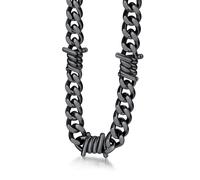 Bestyle Collana Uomo con Punte a Spina, Lunghezza 46cm+5cm Regolabile,12mm Nero, Catena Spessa Argento con Spine, Collana Acciaio Uomo Hip-Hop Stile Urbano Regalo per Lui