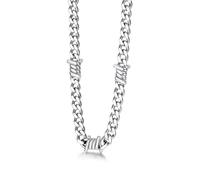 Bestyle Collana Uomo con Punte a Spina, Lunghezza 46cm+5cm Regolabile,5mm Argento, Catena Spessa Argento con Spine, Collana Acciaio Uomo Hip-Hop Stile Urbano Regalo per Lui