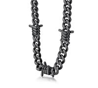 Bestyle Collana Uomo con Punte a Spina, Lunghezza 46cm+5cm Regolabile,9mm Nero, Catena Spessa Argento con Spine, Collana Acciaio Uomo Hip-Hop Stile Urbano Regalo per Lui