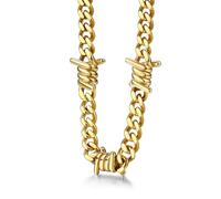 Bestyle Collana Uomo con Punte a Spina, Lunghezza 51cm+5cm Regolabile,7mm Oro, Catena Spessa Argento con Spine, Collana Acciaio Uomo Hip-Hop Stile Urbano Regalo per Lui