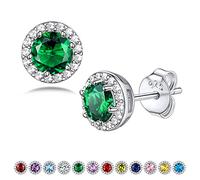 Bestyle Orecchini Donna Argento 925 Pietre Portafortuna Maggio Smeraldo Orecchini Punto Luce Orecchini Donna, Confezione Regalo