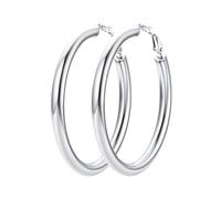 Bestyle Orecchini Donna Cerchio Acciaio Inossidabile 30-80mm Grosso | Orecchini a Cerchio Donna Acciaio Chirurgico Ipoallergenico Colore Argento/Oro/Nero Stile Minimalismo Regalo per Donna