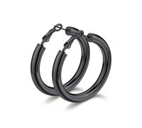 Bestyle Orecchini Donna Cerchio Acciaio Inossidabile 30-80mm Grosso | Orecchini a Cerchio Donna Acciaio Chirurgico Ipoallergenico Colore Argento/Oro/Nero Stile Minimalismo Regalo per Donna