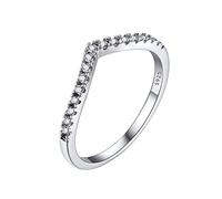 Bestyle Wishbone Anello Donna Argento 925, Anello Fede Nuziale dell'osso dei Desideri, Anelli Desiderio con Pietra, Regalo per Lei