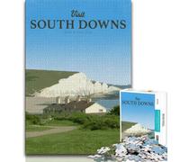 Besuchen Sie South Downs-Puzzles für Erwachsene mit 1000 Teilen, Staycation, Zeit totschlagen, jedes Teil ist einzigartig - anspruchsvolles Familienspiel, 38x26cm