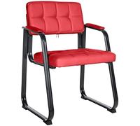 CLP Sedia visitatore Canada B in similpelle imbottita con braccioli telaio metallo opaco Rosso