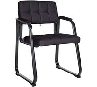 CLP Sedia Visitatore Canada B In Similpelle I Sedia Attesa Imbottita Con Schienale E Braccioli I Sedia Conferenza Telaio In Metallo Opaco, Colore:nero