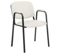 CLP Sedia Visitatore Ken Pro Imbottita In Similpelle I Sedia Conferenza Portata Max 120 KG I Sedia Riunioni Telaio In Metallo, Colore:crema