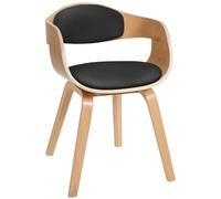 CLP - Sedia Kingston per ospiti, con schienale avvolgente e imbottitura, facile da pulire, con rivestimento in similpelle e struttura in legno, colore: legno naturale e nero