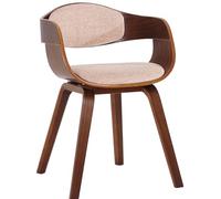 CLP Sedia Visitatore Kingston In Tessuto I Sedia Rétro Con Braccioli Imbottita I Sedia Pranzo In Legno, Colore:noce/crema